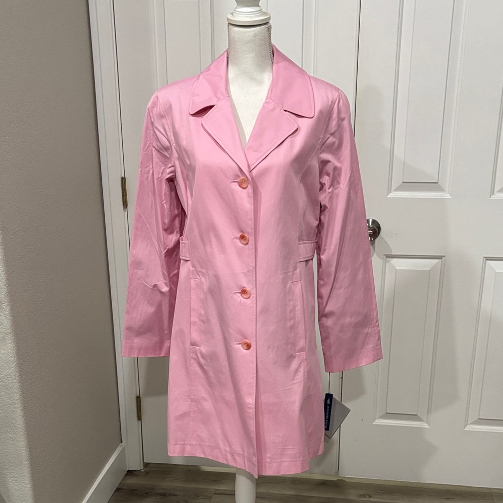 NWT London Fog Candy Pink Size M Trench Coat Washable and Water Resistant